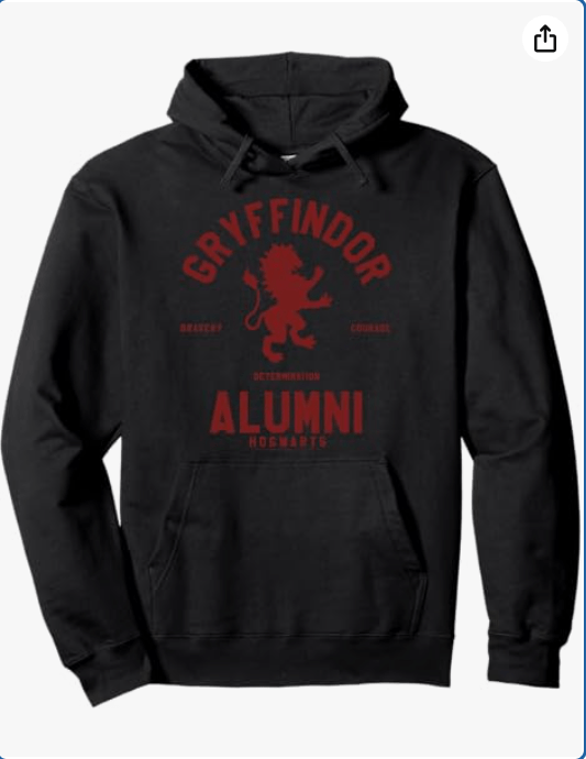 Harry Potter Gryffindor Alumni Red Collegiate Badge Logo Pullover Hoodie
