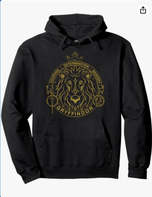Harry Potter Gryffindor Line Art Lion Symbol Pullover Hoodie
