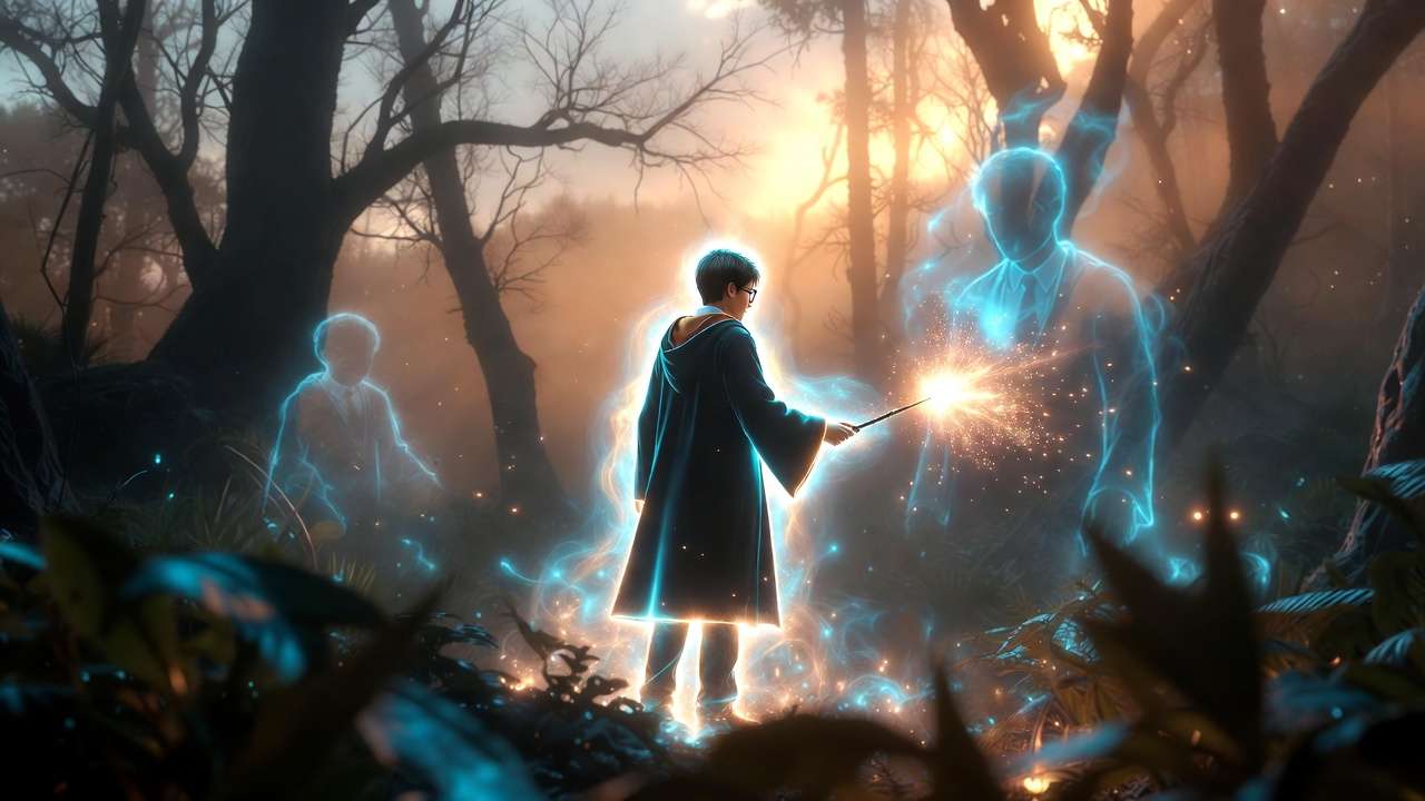 Harry Potter Echo summon casting amplified low-mana spells in Forbidden Forest – Magic Awakened gameplay visual
