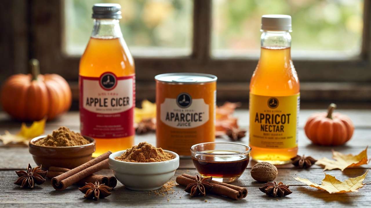 Ingredients laid out for making authentic Harry Potter pumpkin juice recipe