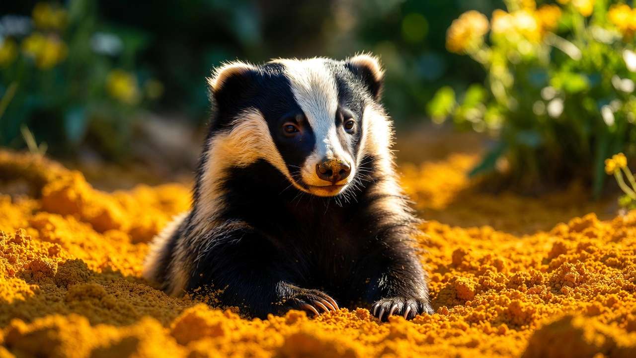 Hufflepuff badger in yellow and black symbolizing loyalty and hard work