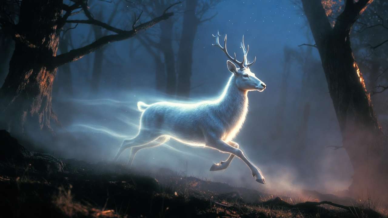 Silver doe Patronus symbolizing Severus Snape’s unchanging love for Lily and his tragic redemption