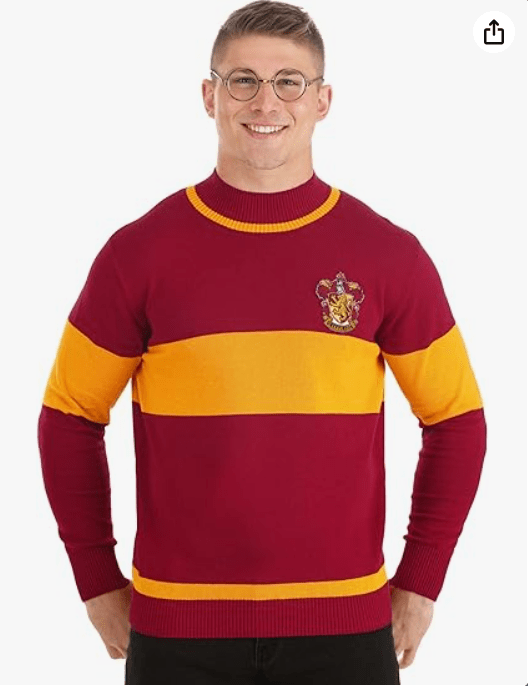 Fun Costumes Adult Lightweight Harry Potter Gryffindor Quidditch Sweater, Cotton with Gryffindor Patch
