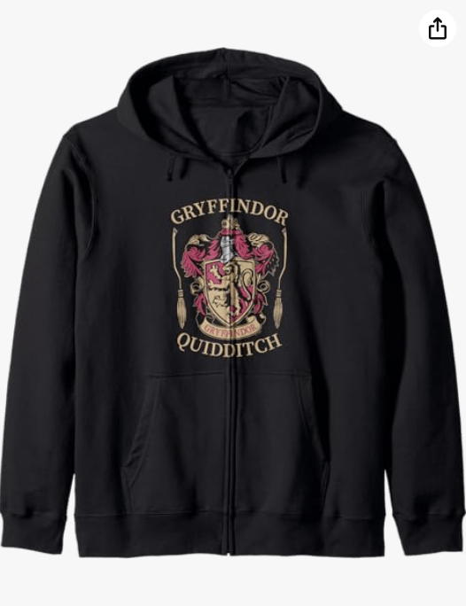 Harry Potter Gryffindor Quidditch Vintage House Emblem Zip Hoodie
