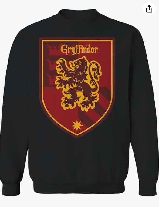 Harry Potter Gryffindor Emblem Black Graphic Crew Neck, Long Sleeve Sweatshirt - Wizard Movie Pullover for Men & Women
