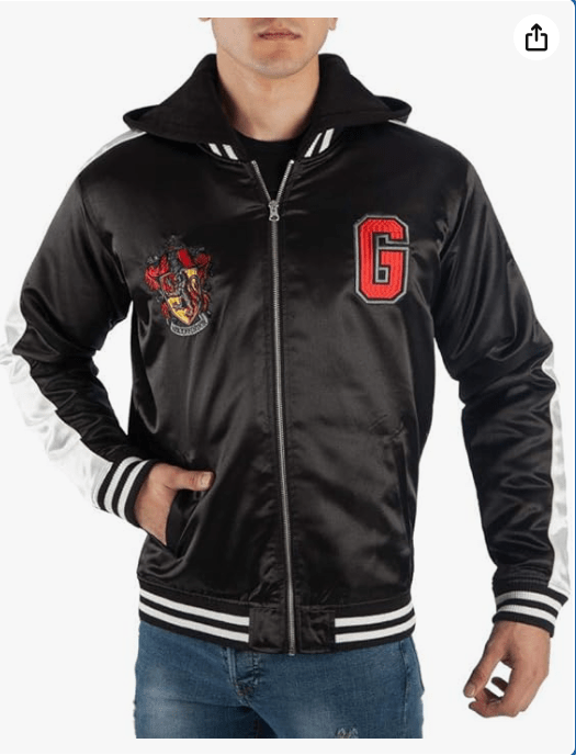 Bioworld Harry Potter Gryffindor Satin Zip-up Hoodie Jacket
