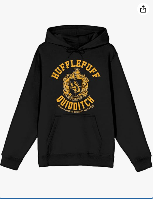 Bioworld Harry Potter Hufflepuff Quidditch Crest Long Sleeve Unisex Adult Hooded Sweatshirt