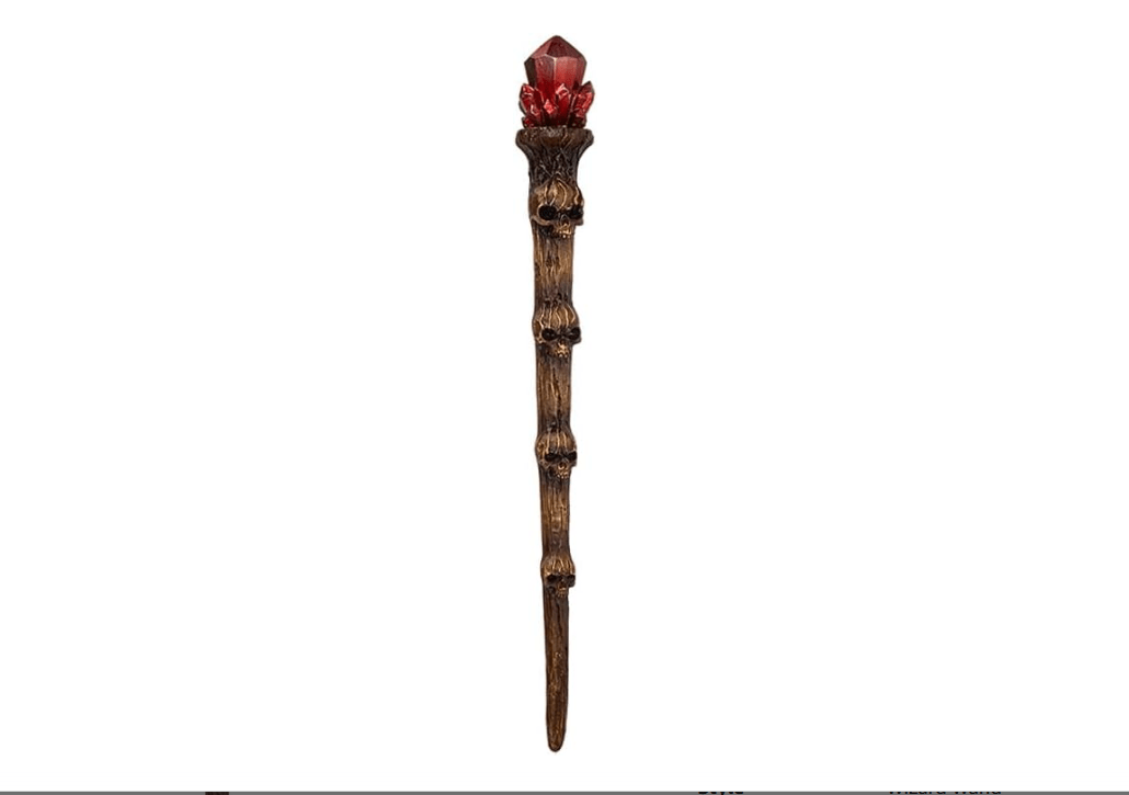 Pacific Giftware Skull and Red Crystal Magic Wand, Handcrafted Resin Wizard and Witch Wand for Halloween, Cosplay, Collectors and Décor, 9.3 Inches