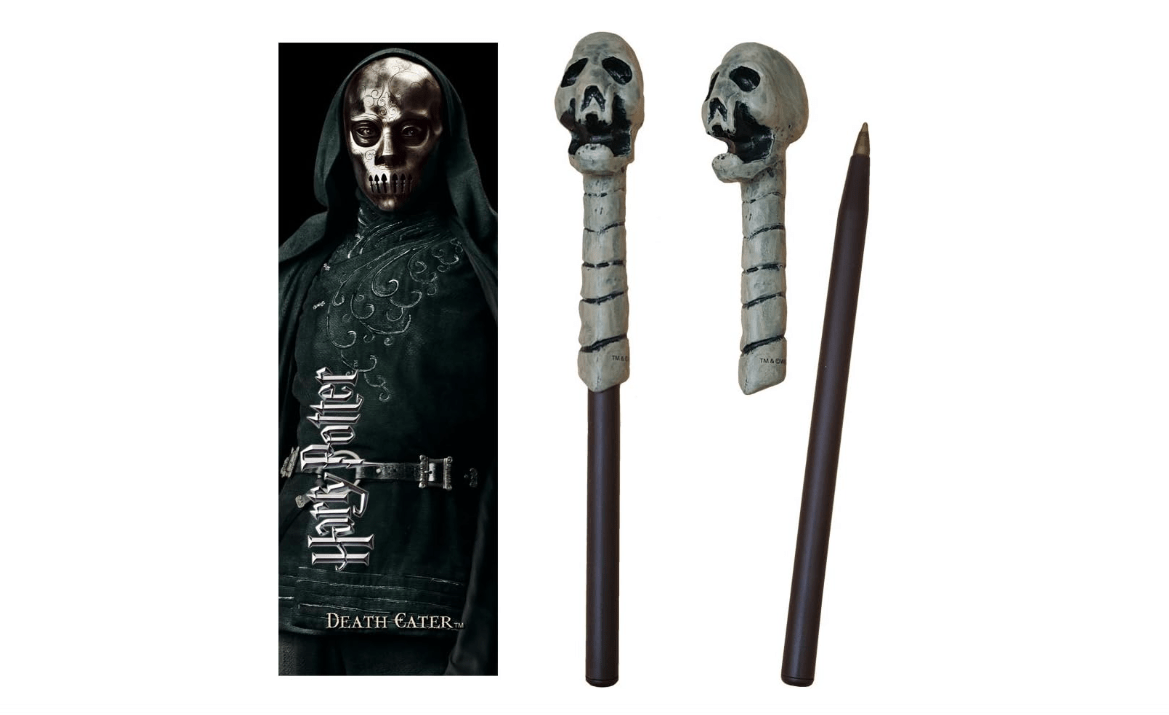 The Noble Collection Harry Potter Death Eater Skull Wand Pen and Bookmark