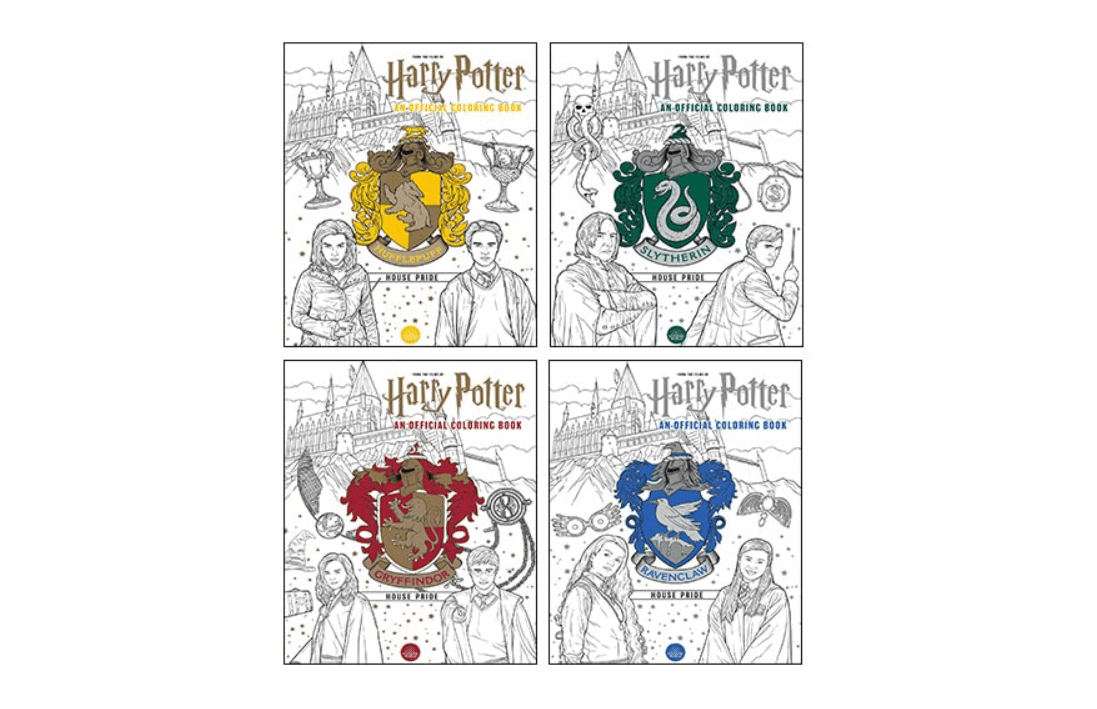 Harry Potter The Official Colouring 4 Books Collection Set (Ravenclaw House Pride, Gryffindor House Pride, Hufflepuff House Pride & Slytherin House Pride)