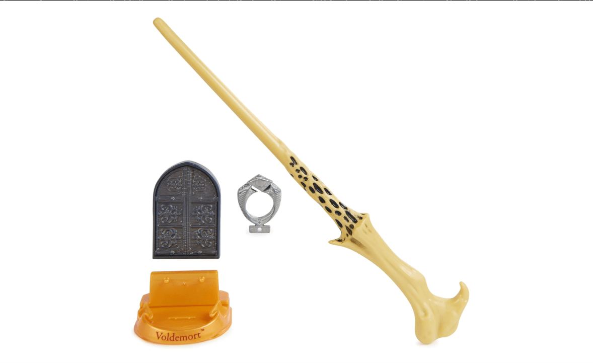 Wizarding World Harry Potter, 12-inch Magical Collector Voldemort Wand with Stand & Die-cast Icon, Magical Artifacts, Accessory for Costumes
