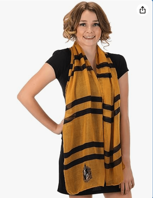 Hogwarts Hufflepuff Lightweight Scarf - Polyester with Hufflepuff Crest, Officially Licensed 