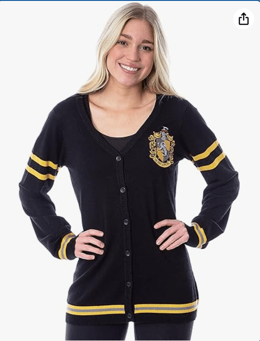 Harry Potter Womens' Slytherin House Crest Open Front Cardigan Juniors Knit Sweater
