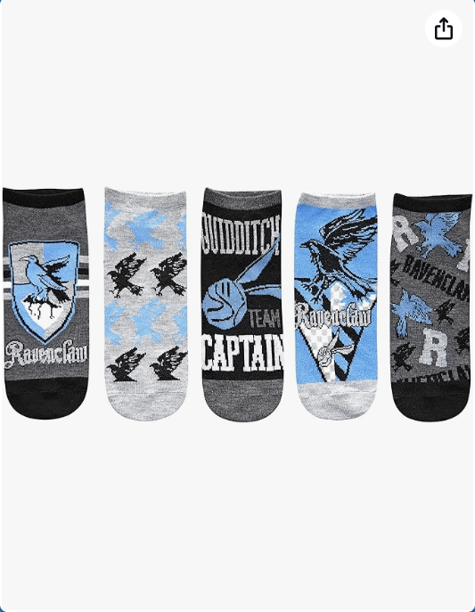 Harry Potter Ravenclaw Quidditch Juniors/Womens 5 Pack Ankle Socks Size 4-10
