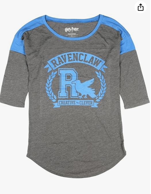 Harry Potter Ravenclaw Raglan Athletic Tee Shirt T-Shirt
