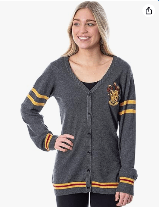 Harry Potter Womens' Slytherin House Crest Open Front Cardigan Juniors Knit Sweater 