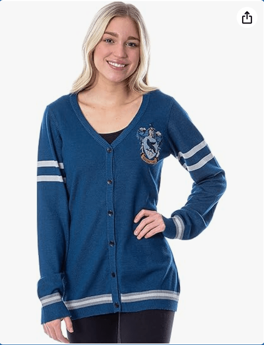 Harry Potter Womens' Slytherin House Crest Open Front Cardigan Juniors Knit Sweater 