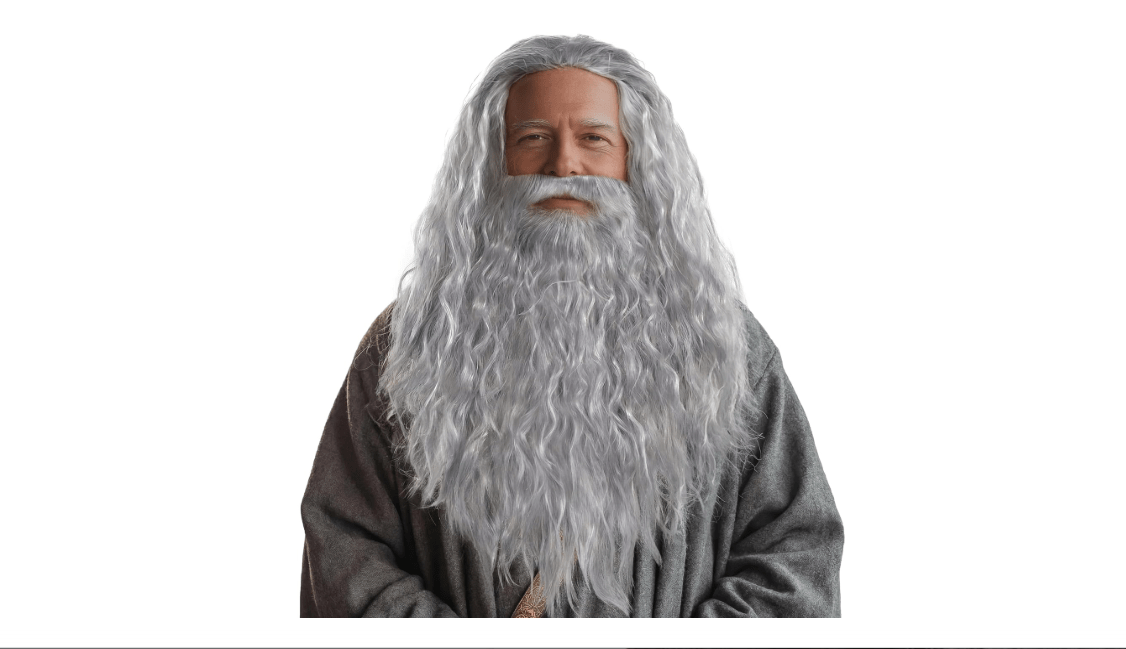 HOMELEX Grey Wizard Beard And Wig - Halloween Funny Father Time Costume Accessory for Adults
