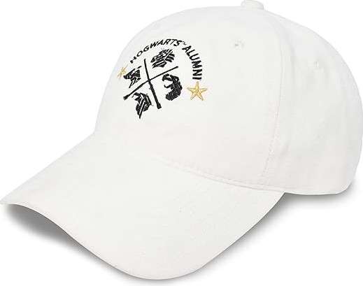 Harry Potter Baseball Cap, Cotton Adjustable Hogwarts Alumni Dad Hat for Men and Women, Curved Brim, Black/White, One Size 