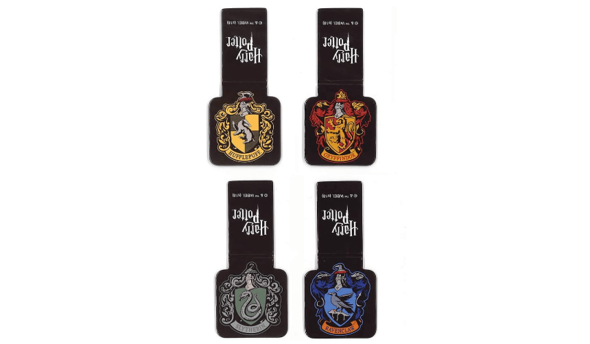 Ata-Boy Harry Potter Bookmark, Houses of Hogwarts Crests Magnetic Bookmarks (4 Set) Harry Potter Gifts & Merchandise 