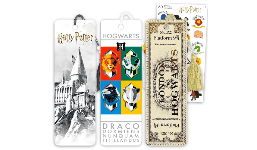 Harry Potter Bookmark Set - Bundle with 3 Bookmarks Featuring Book Covers, Hogwarts Castle, More Plus Stickers | Harry Potter School Supplies for Boys Girls... 
