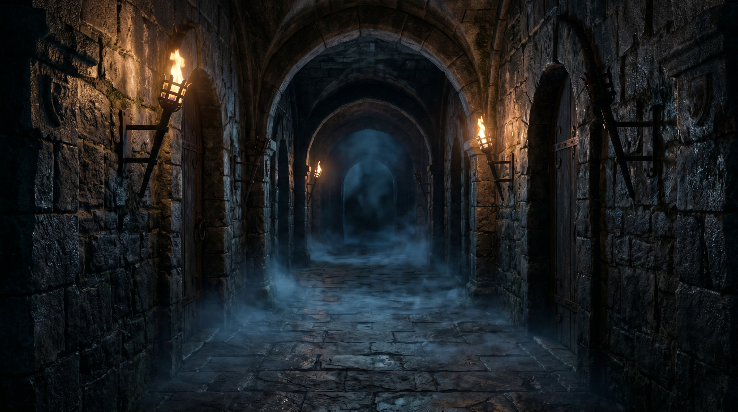Dark cinematic Hogwarts corridor from Prisoner of Azkaban showing the tense atmosphere