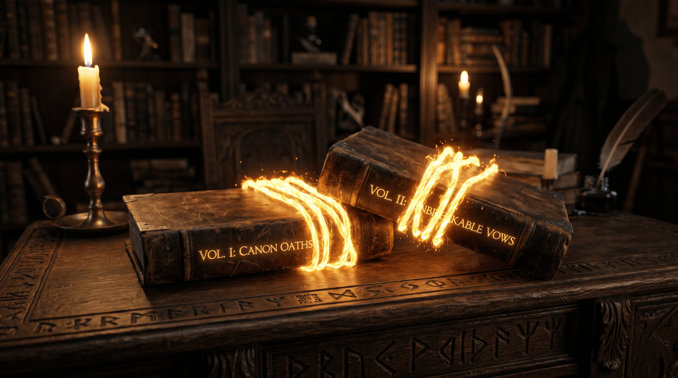 Conceptual comparison of Unbreakable Vow and other binding magical contracts represented by glowing ropes.