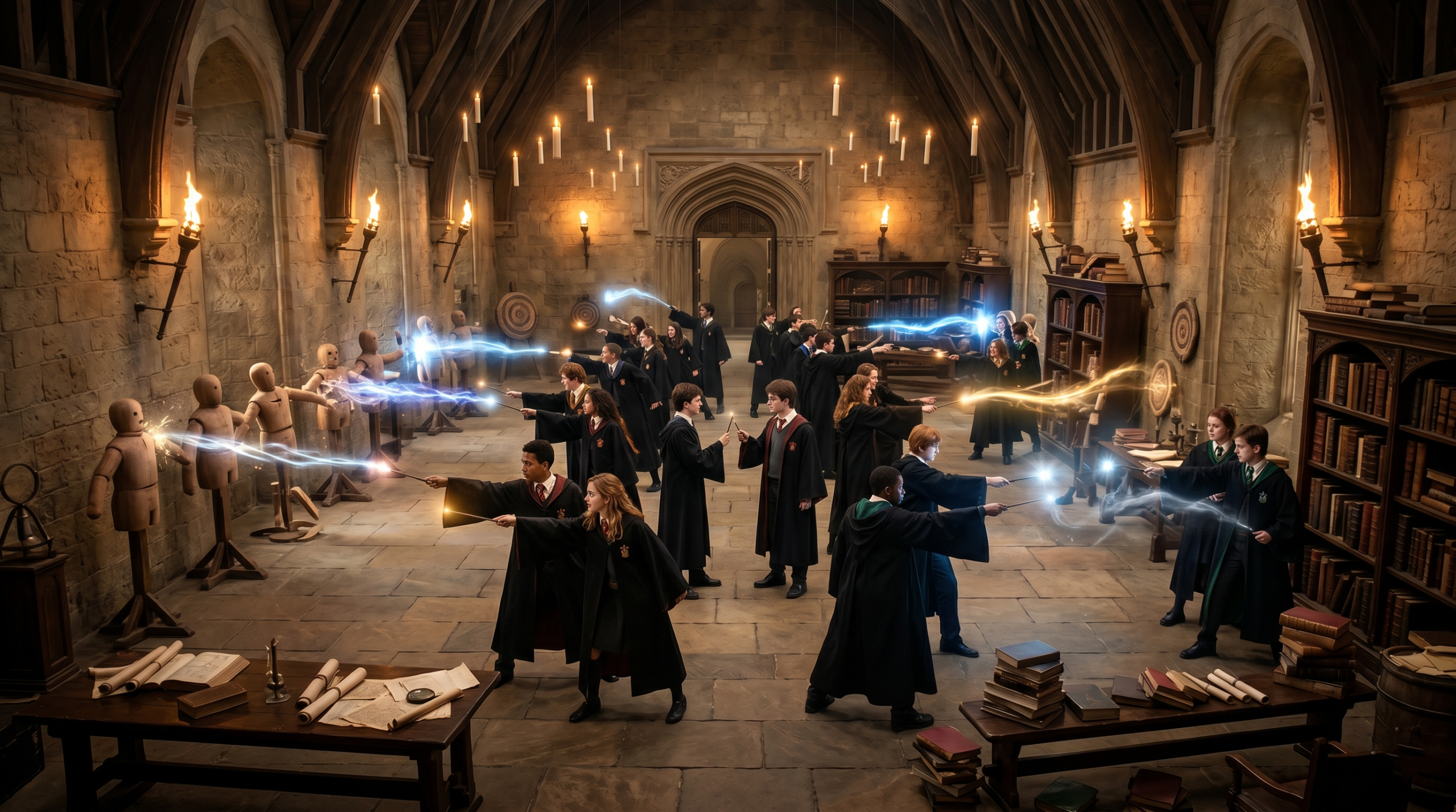 Dumbledore’s Army training inside the Harry Potter Room of Requirement