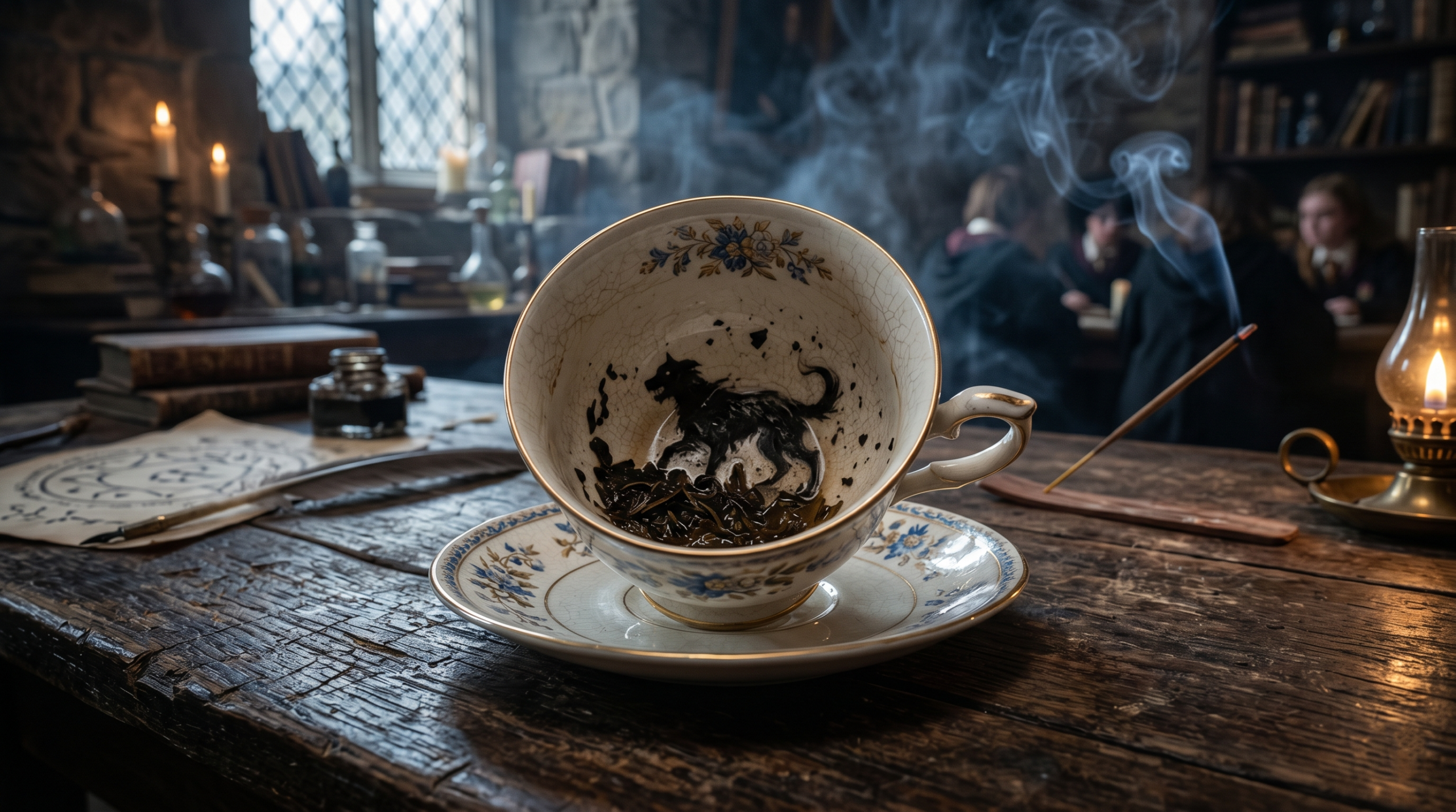The Grim shape formed by tea leaves in a Harry Potter Divination class