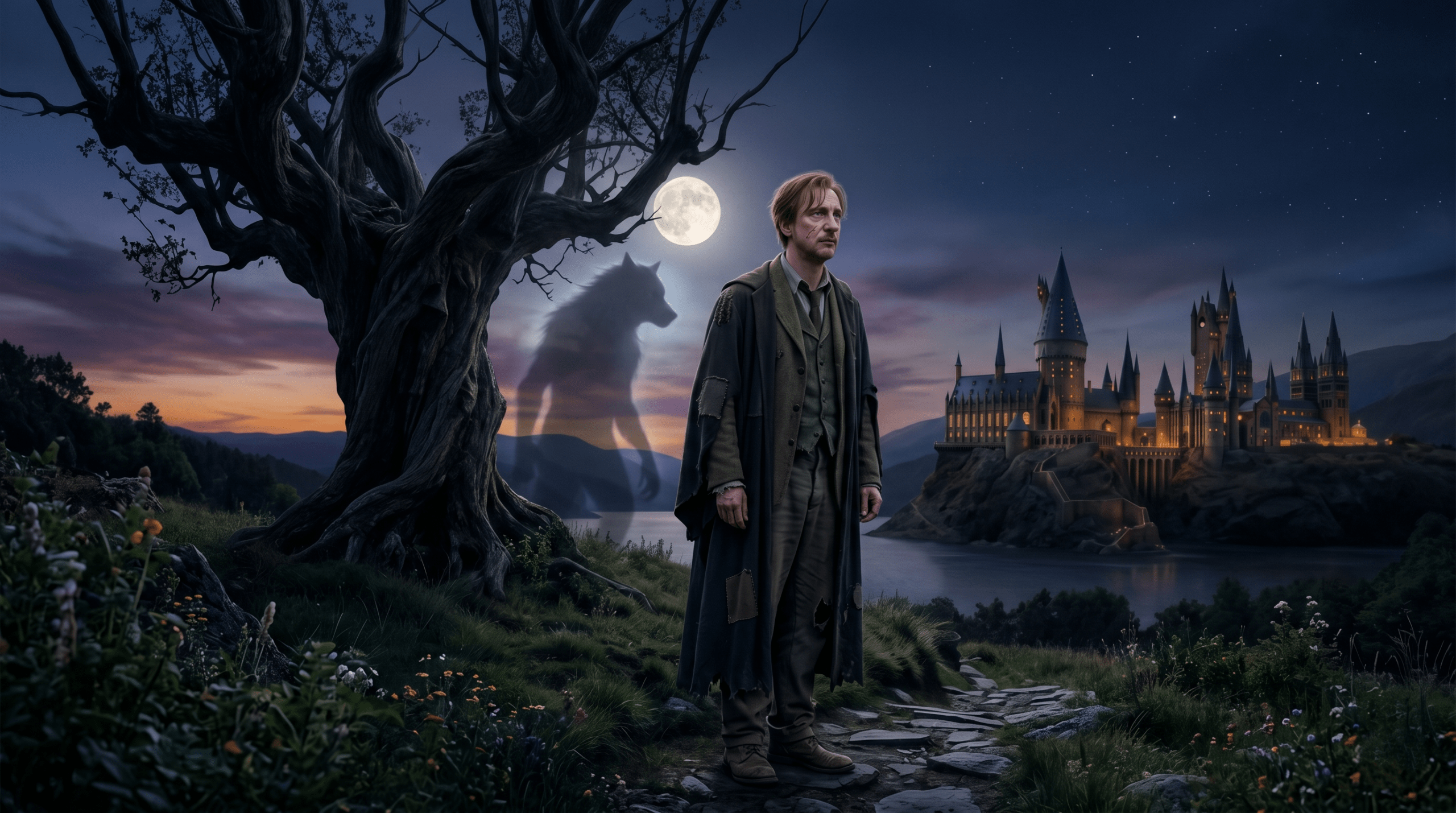 Remus Lupin struggling with his werewolf curse at Hogwarts