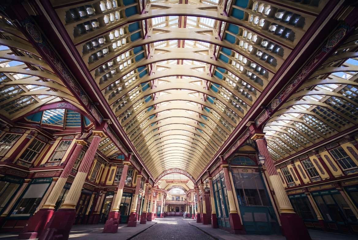 Beautiful Victorian interior of Leadenhall Market Harry Potter filming location