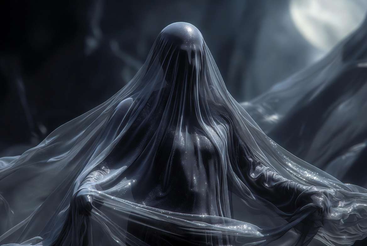 Harry Potter Disappearing Cloak close-up showing its shimmering silvery fabric and magical texture