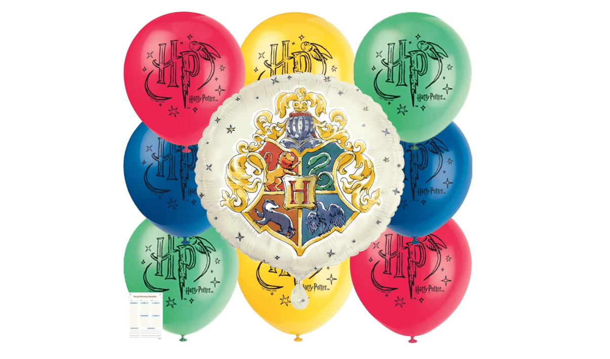 Harry Potter Balloons - Harry Potter Birthday Decorations - Bundle with 8 Latex 12”, 1 Foil Balloon 18”, Checklist - Party Decorations and Supplies
