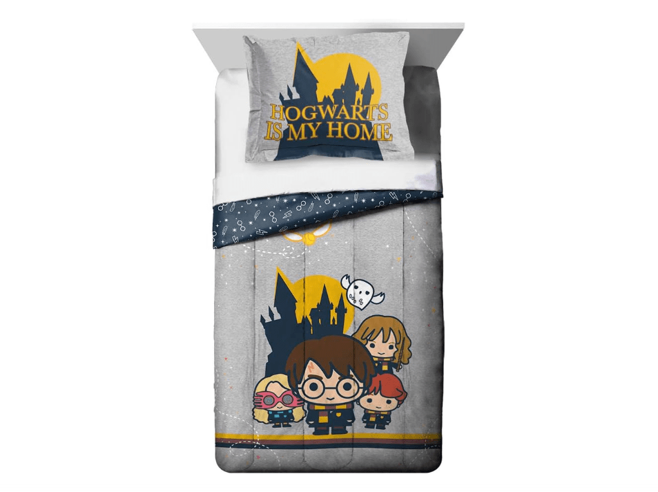 Harry Potter Charms Twin Comforter & Sham Set - Super Soft Kids Reversible Bedding Features Harry, Ron, Hermoine, & Luna - Fade Resistant Microfiber... 