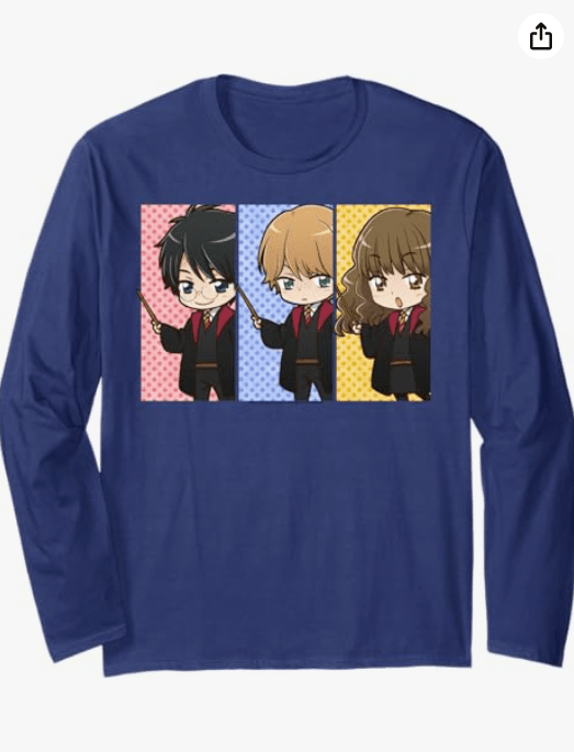 Harry Potter Chibi Hermione Ron & Harry Long Sleeve T-Shirt 