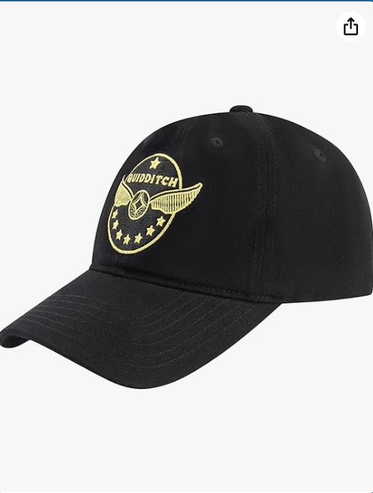 Harry Potter Baseball Cap, Quidditch Golden Snitch Adult Men's Cotton Adjustable Dad Hat with Curved Brim, Black, One Size 