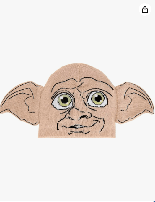 Knit Dobby Hat - Soft Acrylic Hat with Sewn-On Ears and Dobby Graphics, Officially Licensed 