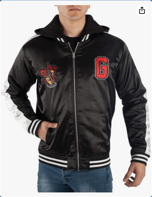Bioworld Harry Potter Gryffindor Satin Zip-up Hoodie Jacket 