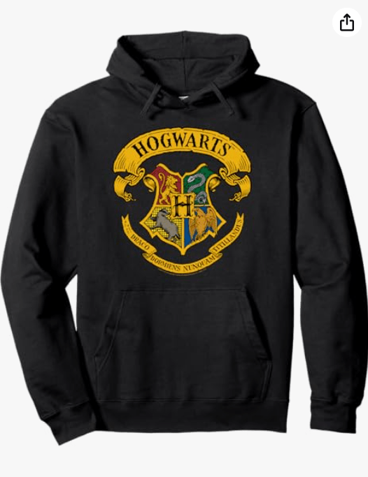 Harry Potter Hogwarts Crest V-Neck Pullover Hoodie, Long Sleeve 
