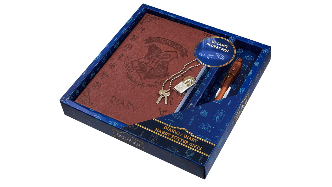 Harry Potter Lockable Diary with UV Invisible Ink Pen for Kids, Teens, Secret Journal with Key, Lined Pages, Stationery Supplies, Gifts for Kids (Brown UV Pen) 