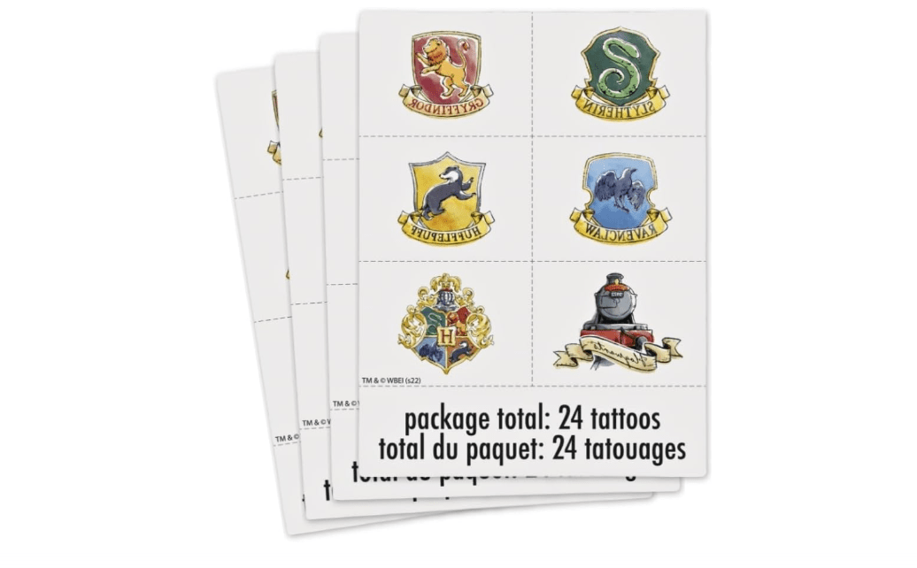 Unique Assorted Colors Harry Potter Tattoos (Pack of 24) | Eye-Catching Design, Perfect for Hogwarts Fans, Birthday Parties & Wizard-Themed Events
