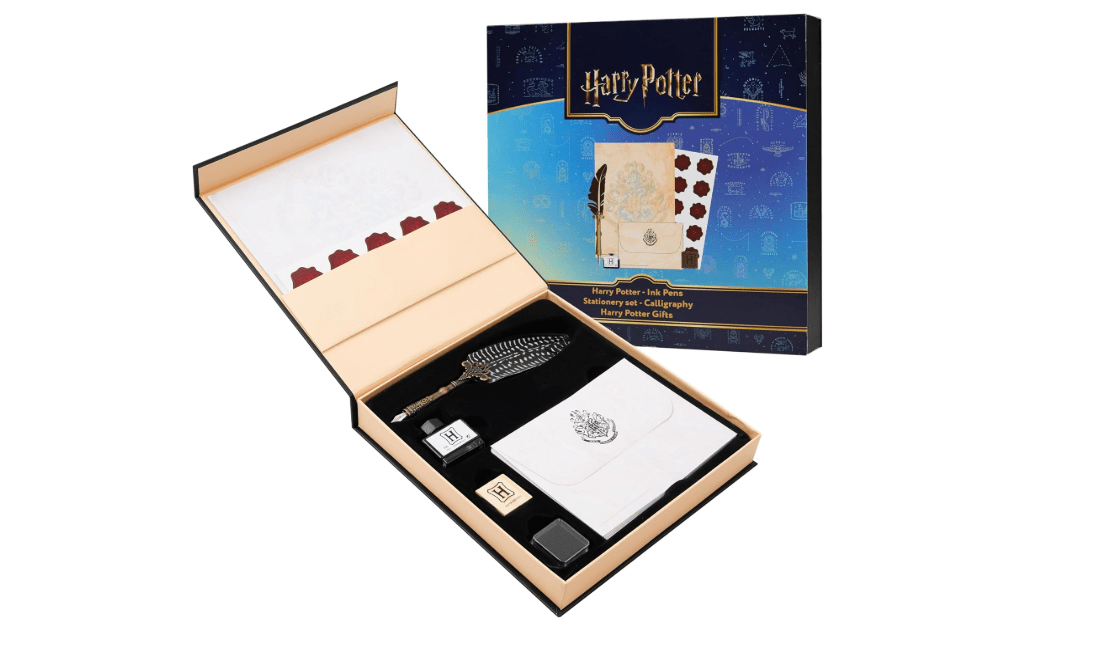 Harry Potter Gifts Calligraphy Set With Feather Quill Pen Ink Pot Envelopes Stickers Stamp Writing Pad in Collectible Keepsake Gift Box For Fans