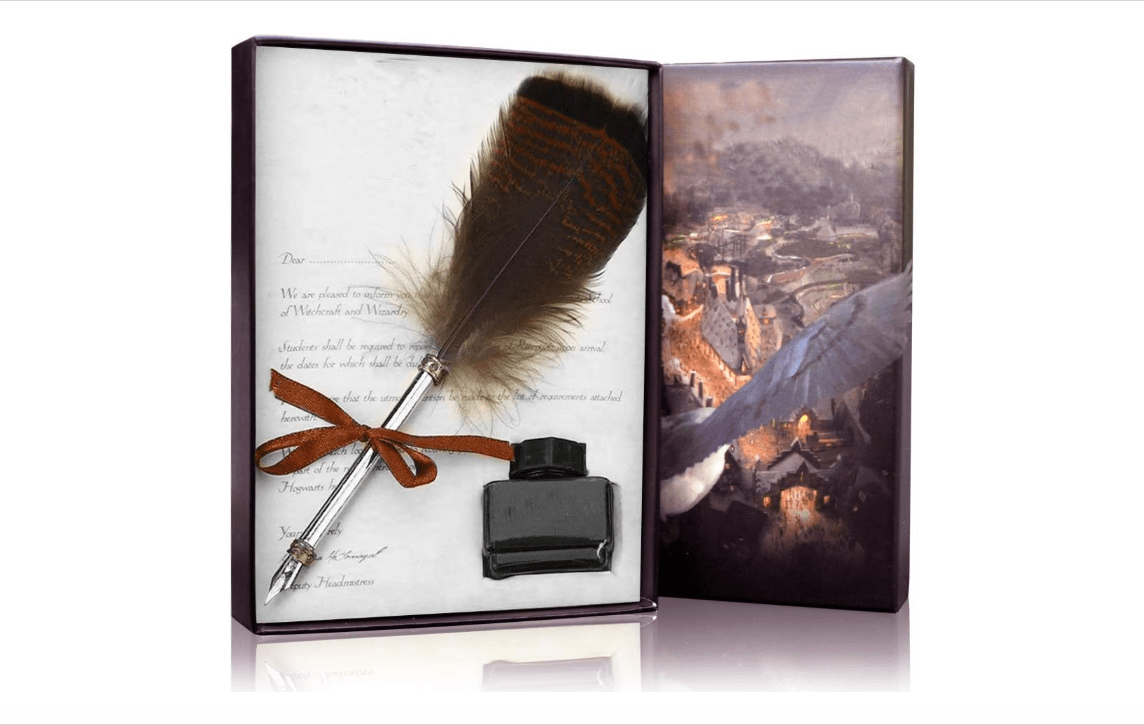 SpyShop Owl Feather Dip Pen with Ink - Writing Instrument Gift Set for Kids & Calligraphy Lovers