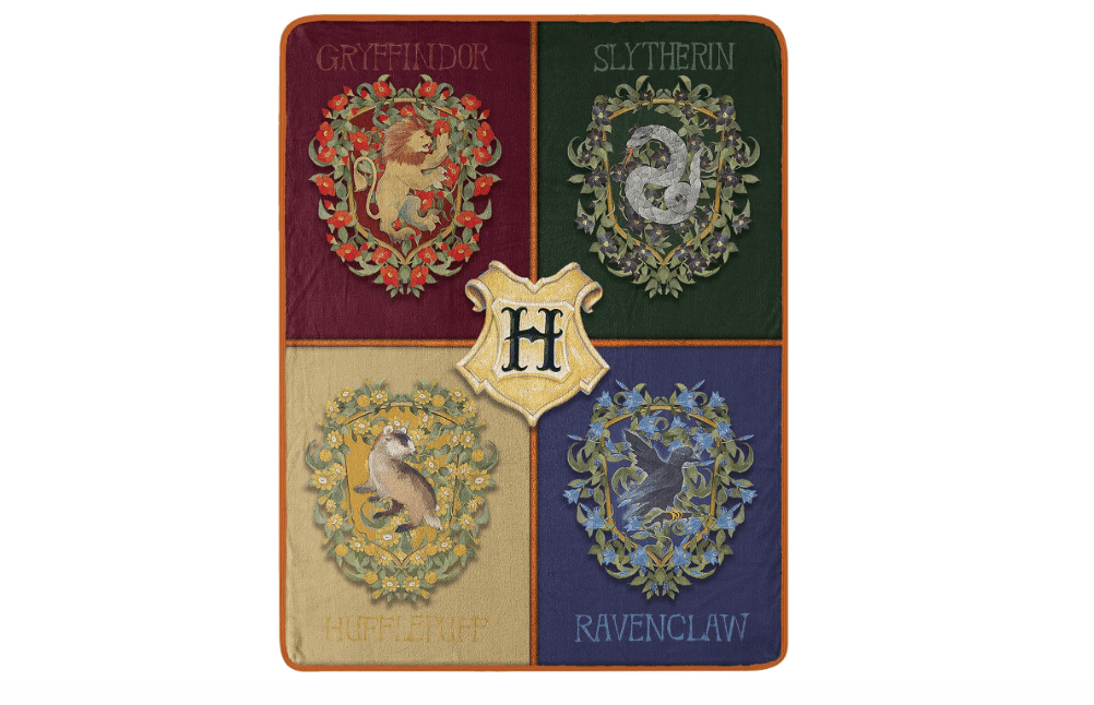 Northwest Harry Potter Micro Raschel Throw Blanket, Lightweight Breathable for Couch, Sofa, Cozy for All Seasons 46" x 60", Botanical Houses 