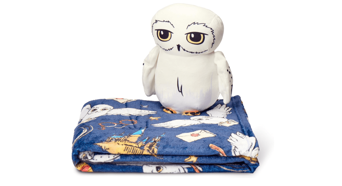 Northwest Harry Potter Plush Throw Blanket & Hedwig Character Hugger Pillow Set Silk Touch Fleece Blanket with Stuffed Animal 50 x 60 Inches 