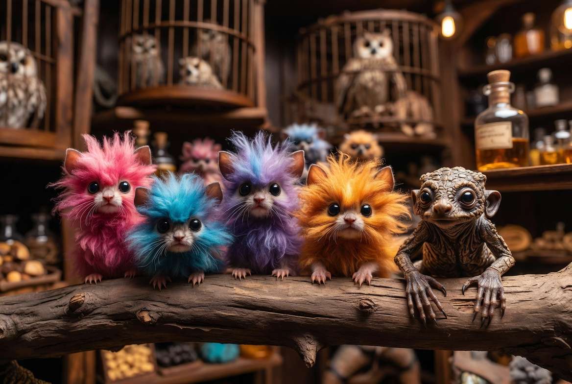 Pygmy Puffs and Bowtruckle at Magical Menagerie Harry Potter