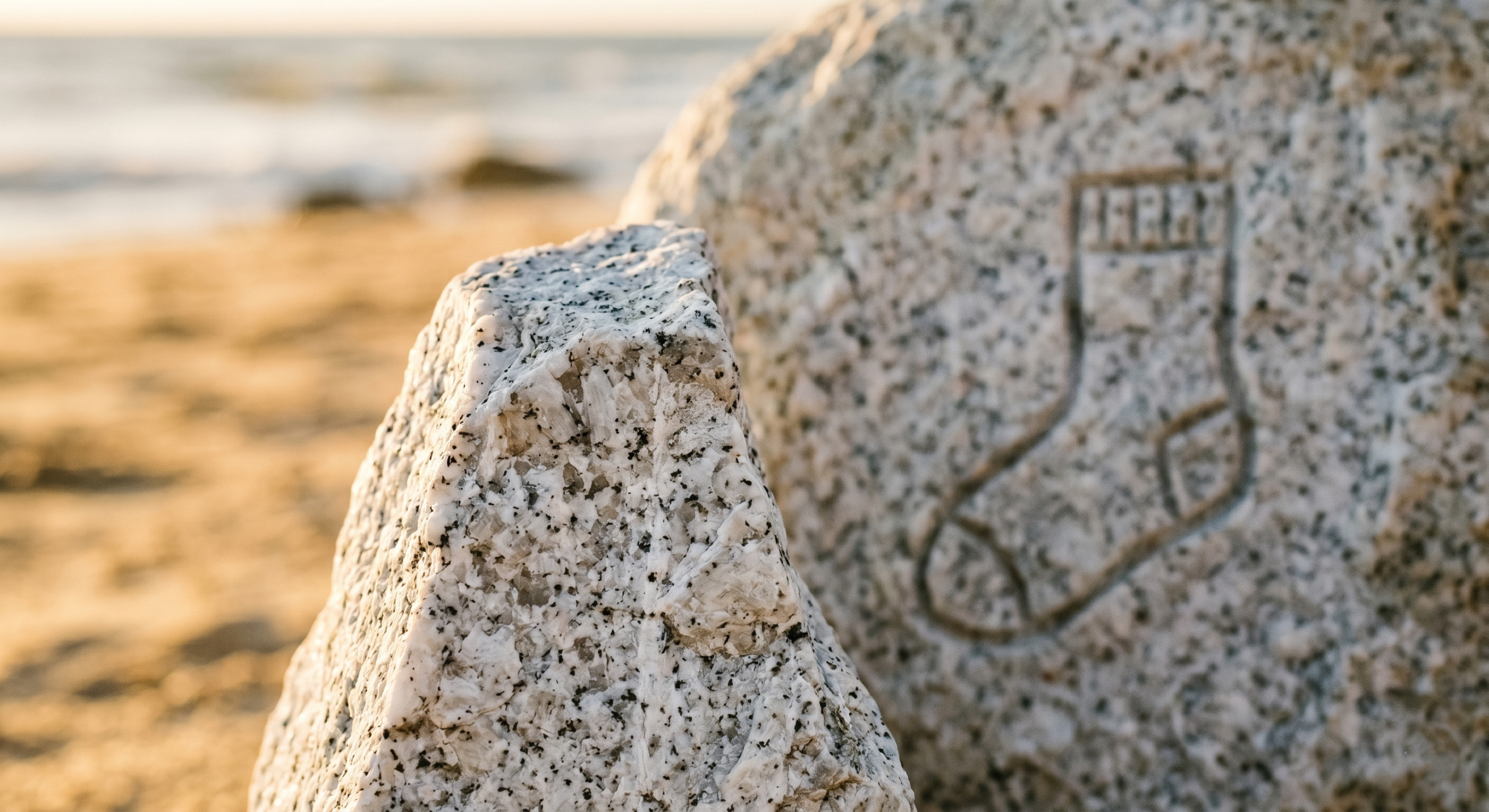 Close-up of a hand-carved sock symbol on a stone, inspiration for a minimalist Dobby tattoo or craft.