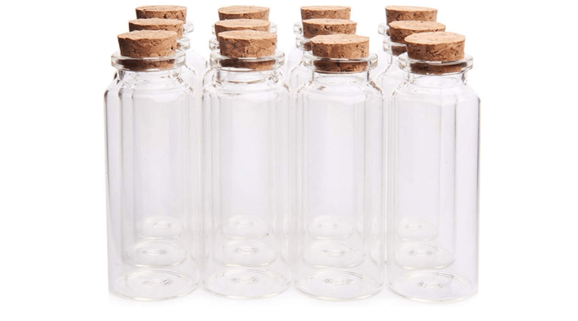 Danmu 40ml Potion Bottles,Glass Bottles with Cork Stopper,Small Glass Jars for Wedding Favors,Halloween Decorations,Baby Shower,Party Favors 12 Pack 1...