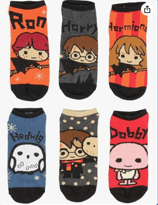 Harry Potter Chibi Character Designs 6 Pack Men And Women Ankle Socks
