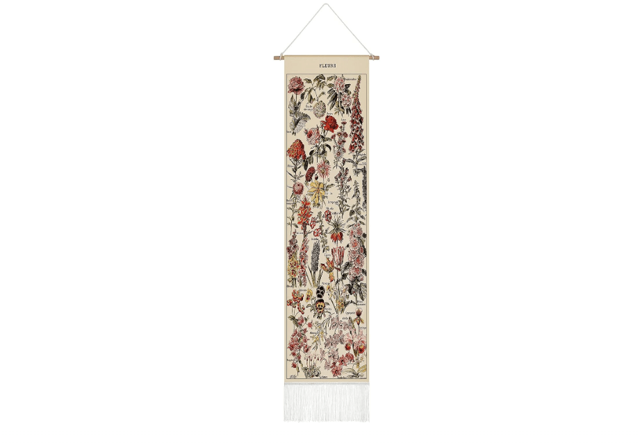 Tegeme Vintage Tapestry 52 x 13 Inch, Long Vertical Wall Hanging Reference Illustrative Botanical Tassel Tapestry for Bedroom Living Room Home...
